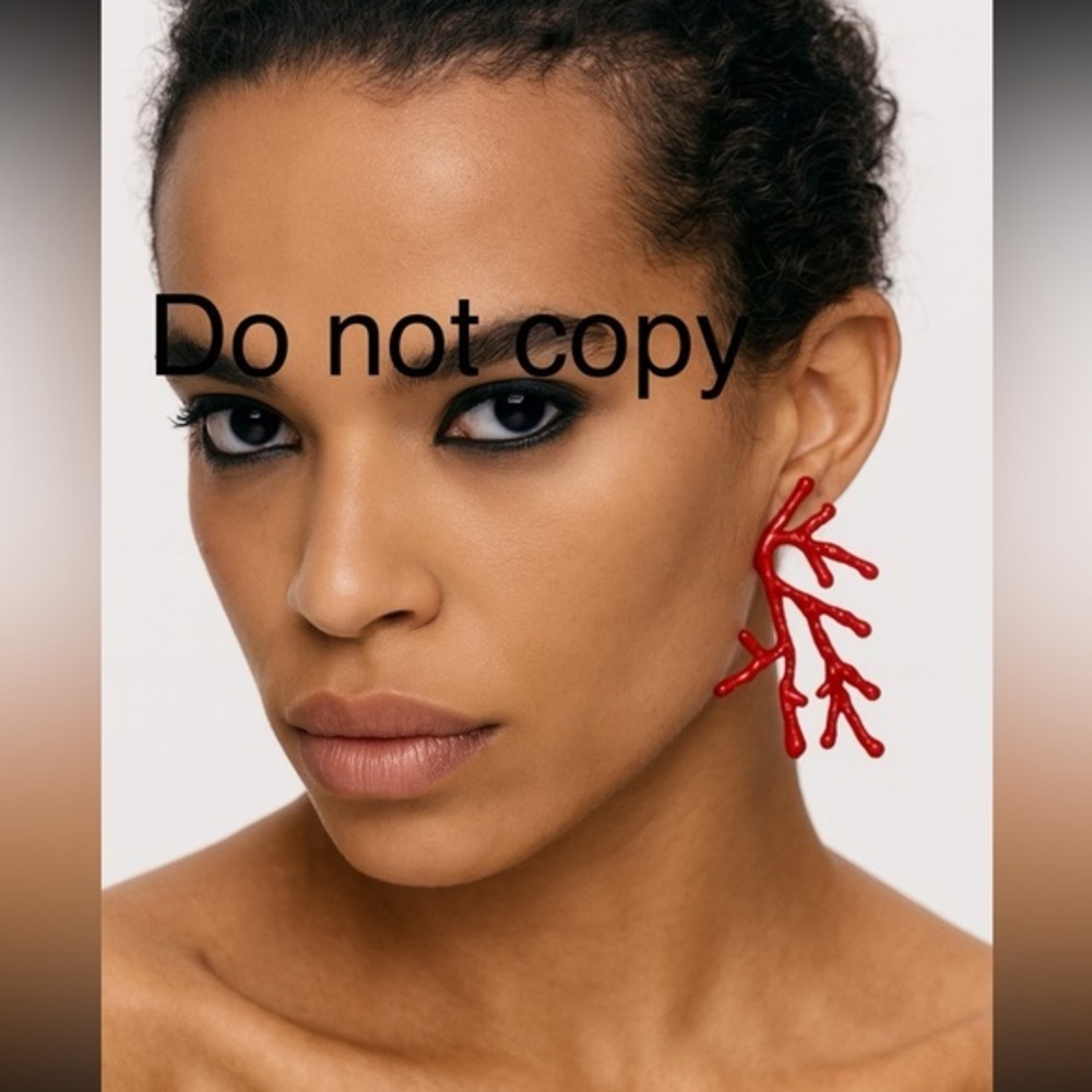 Zara red coral branch Earrings